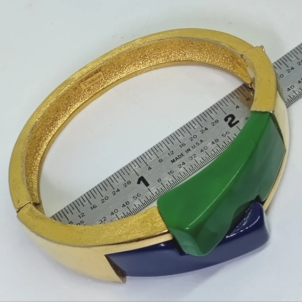 * vintage Crown Trifari colorama lucite & gold tone clamper bracelet